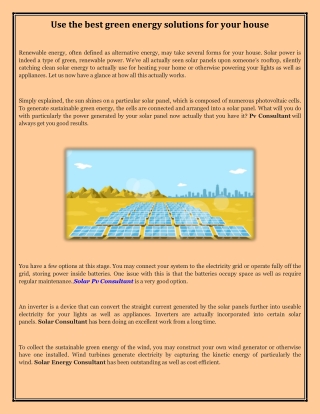 Use the best green energy solutions for your house
