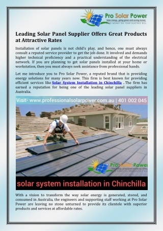 Best Solar Panel in Chinchilla