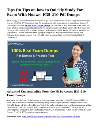 Sustainable H35-210 Dumps Pdf For Incredible Final result