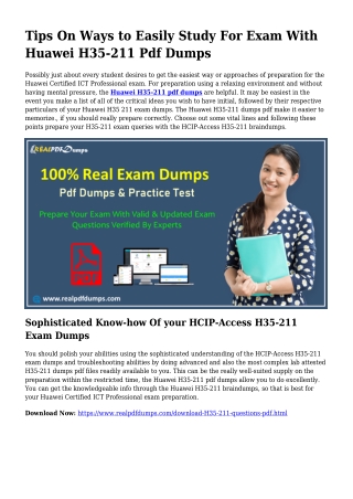 Worthwhile Preparing Via the Assistance Of H35-211 Dumps Pdf