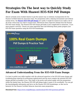 Polish Your Competencies Together with the Aid Of H35-920 Pdf Dumps