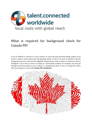 What is required for background check for Canada PR