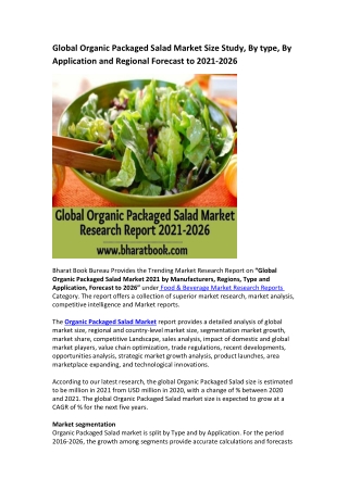 Global Organic Packaged Salad Market Research Report 2021-2026