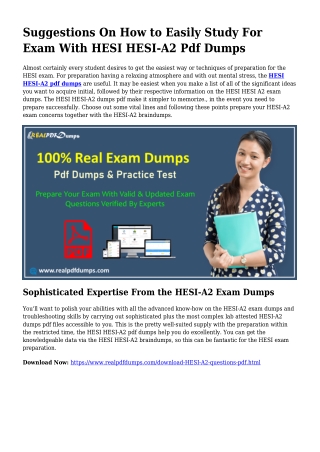 Practical Your Preparing As a result of HESI-A2 Pdf Dumps