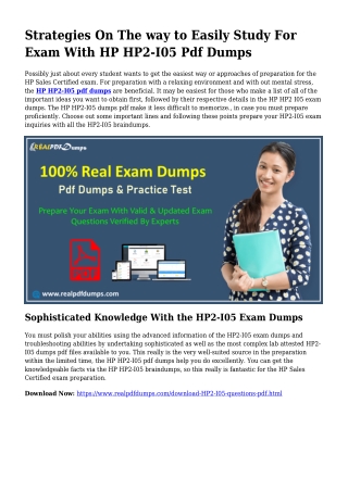 Polish Your Competencies With all the Support Of HP2-I05 Pdf Dumps