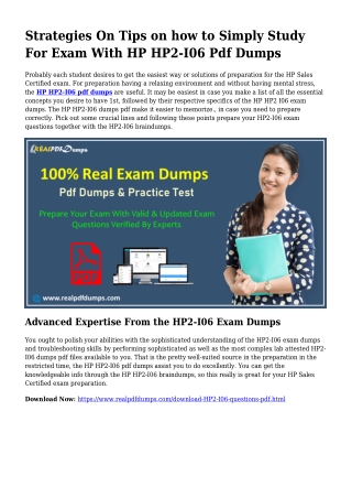HP2-I06 PDF Dumps To Solve Preparing Issues