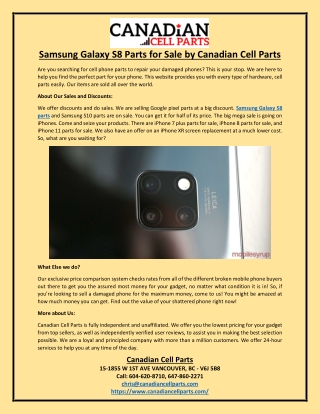 Samsung Galaxy S8 Parts for Sale by Canadian Cell Parts