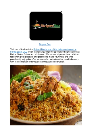 Biriyani Bus Menu Indian Restaurant Forest Lake,QLD - 5% off