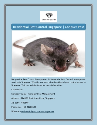 Residential Pest Control Singapore | Conquer Pest