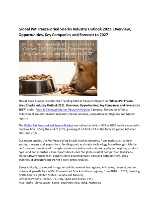 Global Pet Freeze dried Snacks Market Research Report 2021-2027
