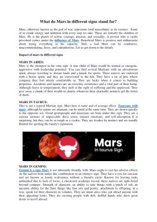 What does Mars in different signs stand for