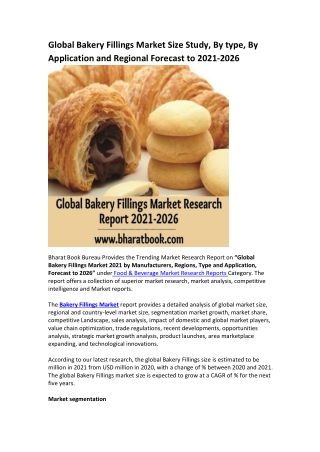 Global Bakery Fillings Market Research Report 2021-2026