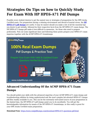 Polish Your Capabilities With the Aid Of HPE6-A71 Pdf Dumps