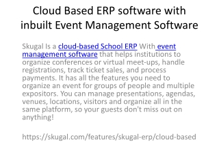 Cloud Based ERP software with inbuilt Event Management