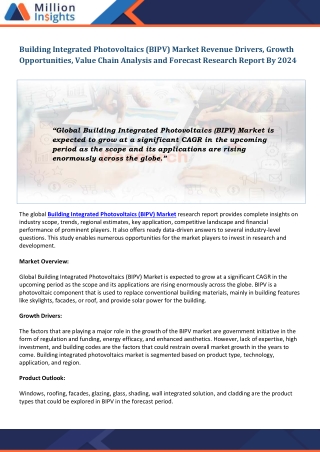 Building Integrated Photovoltaics (BIPV) Market