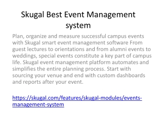 Skugal Best Event Management system