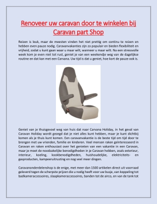 Renoveer uw caravan door te winkelen bij Caravan part Shop
