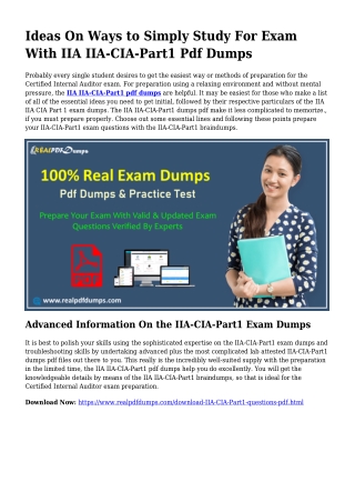 IIA-CIA-Part1 Pdf Dumps The Sensible Preparing Resource
