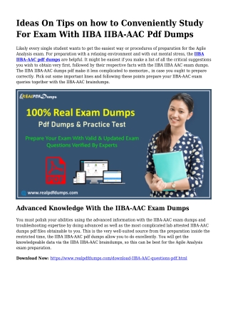 Sustainable IIBA-AAC Dumps Pdf For Amazing Consequence