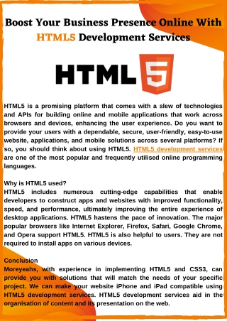 Boost Your Business Presence Online With HTML5 Development Services