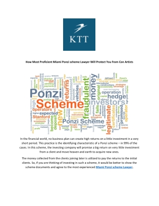 How Most Proficient Miami Ponzi scheme Lawyer Will Protect You from Con Artists