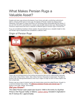 What Makes Persian Rugs a Valuable Asset