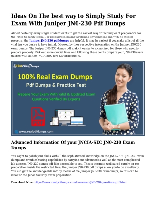 Polish Your Techniques While using the Aid Of JN0-230 Pdf Dumps