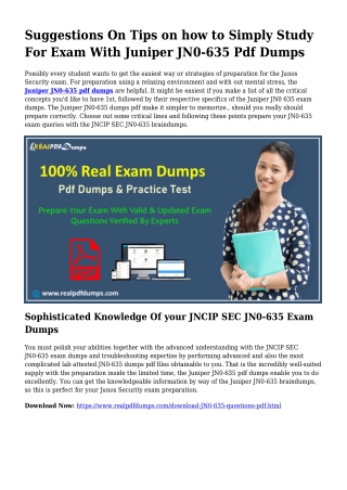 Polish Your Capabilities Along with the Aid Of JN0-635 Pdf Dumps