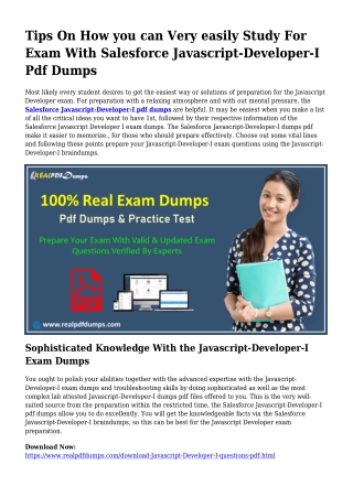 Valuable Preparation By the Assistance Of Javascript-Developer-I Dumps Pdf