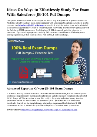 Sustainable JB-101 Dumps Pdf For Remarkable Result