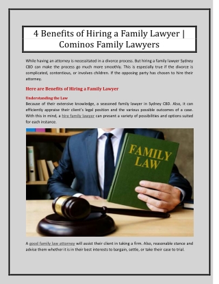 4 Benefits of Hiring a Family Lawyer - Cominos Family Lawyers
