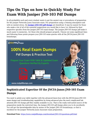 Viable Your Preparation By JN0-103 Pdf Dumps