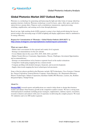 2027 Photonics Market Country & Regional Analysis