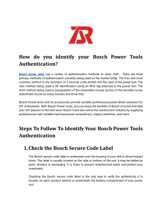 How do you identify your Bosch Power Tools Authentication