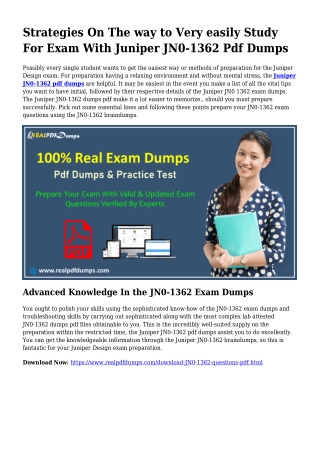 Polish Your Techniques Using the Help Of JN0-1362 Pdf Dumps