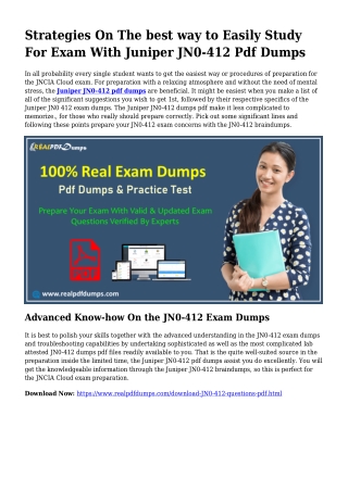 JN0-412 Pdf Dumps The Logical Preparing Source