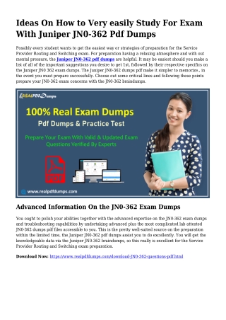 Sustainable JN0-362 Dumps Pdf For Remarkable Result
