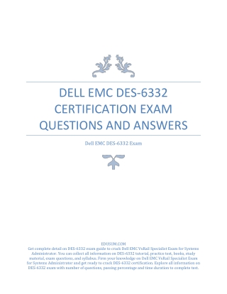 [PDF] Dell EMC DES-6332 Certification Exam Questions and Answers