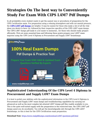 Sustainable L4M7 Dumps Pdf For Astounding Consequence