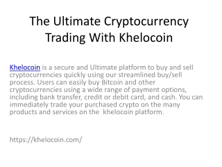 The Ultimate Cryptocurrency Trading With Khelocoin