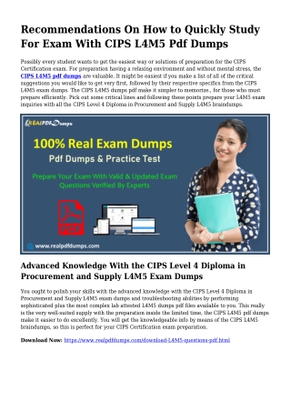 Polish Your Techniques With the Assistance Of L4M5 Pdf Dumps