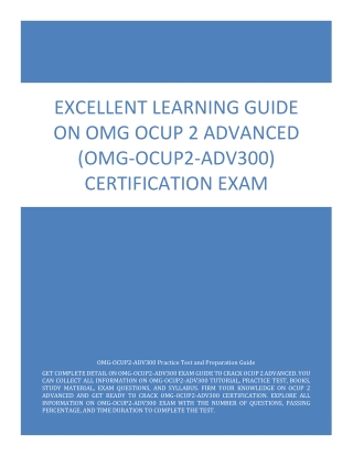 Excellent Learning Guide on OMG OCUP 2 Advanced (OMG-OCUP2-ADV300) Certification