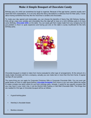 Make A Simple Bouquet of Chocolate Candy