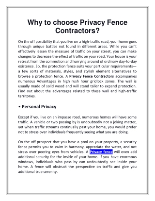 Why to choose Privacy Fence Contractors - Superspan India