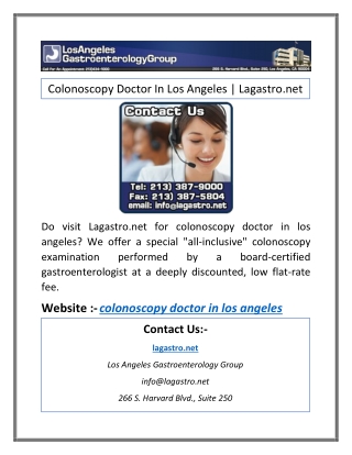 Colonoscopy Doctor In Los Angeles | Lagastro.net