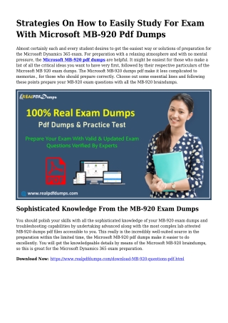 Useful Preparation Because of the Aid Of MB-920 Dumps Pdf