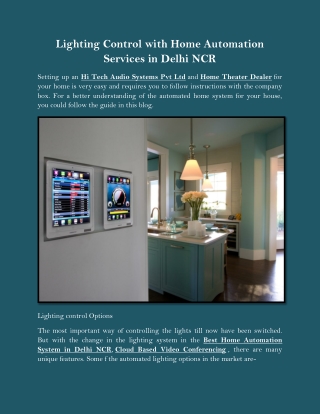 Lighting Control with Home Automation Services in Delhi NCR