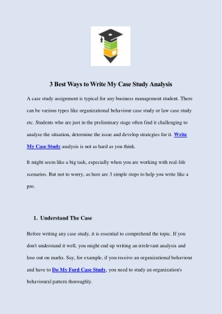 3 Best Ways to Write My Case Study Analysis