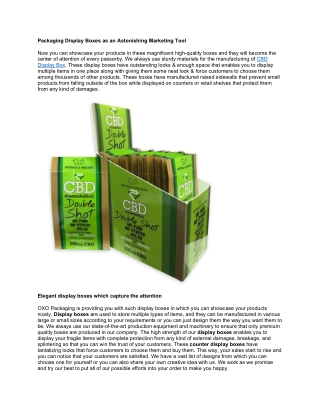 Packaging display boxes as an astonishing marketing tool