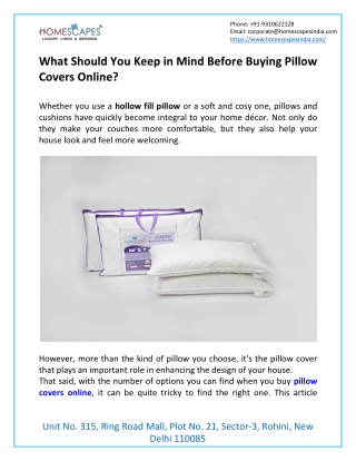 What Should You Keep in Mind Before Buying Pillow Covers Online